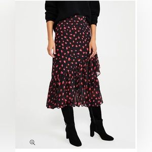 Ann Taylor Heart Flounce Wrap Midi Skirt